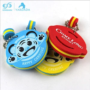 customized foam keychain with red color foam and heart shape