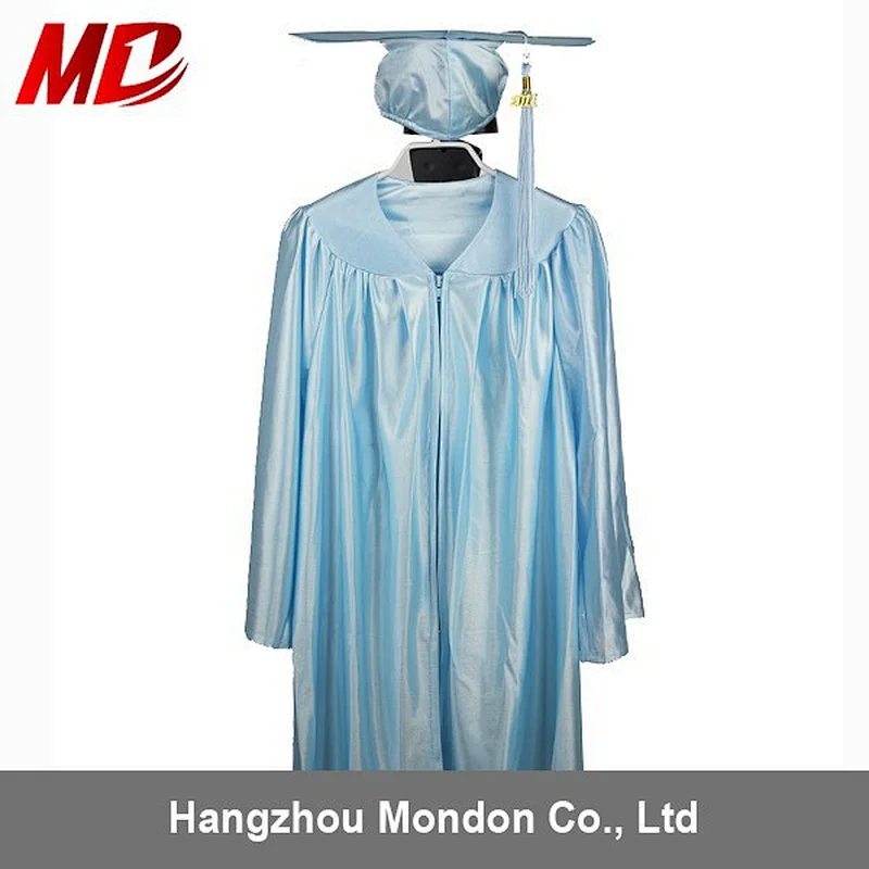 Regular Color Kindergarten Shiny Polyester Graduation Gown