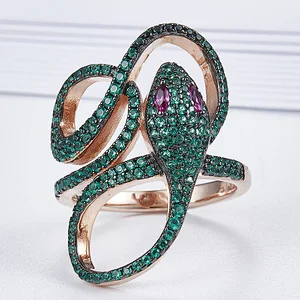 The snake ring animal design,925 sterling silver, inlay zircon