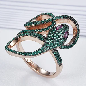 The snake ring animal design,925 sterling silver, inlay zircon