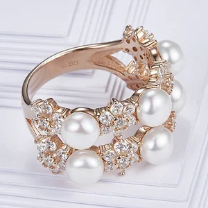 Small beautiful pearl diamond ring,925 sterling silver, inlay zircon