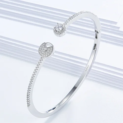 High-grade Mosaic zircon bangle,925 sterling silver