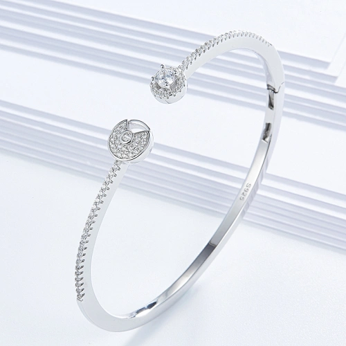 High-grade Mosaic zircon bangle,925 sterling silver