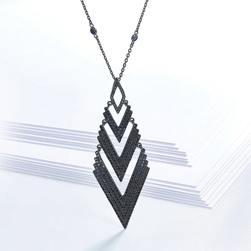 Atmospheric black necklace,925 silver inlay zircon