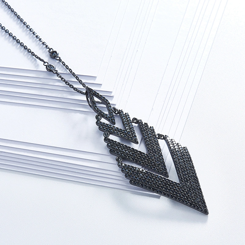 Atmospheric black necklace,925 silver inlay zircon