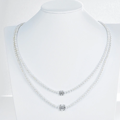 Long cc pearl necklace,925 silver inlay zircon