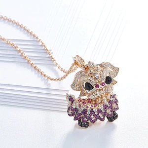 Beautiful cartoon pig necklace,925 silver inlay zircon