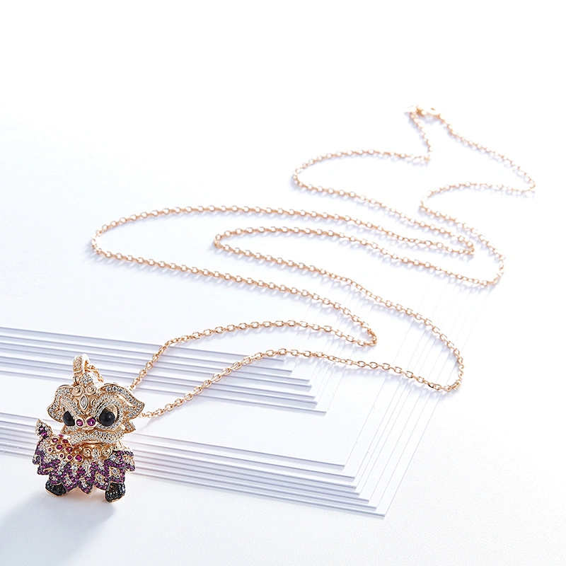 Beautiful cartoon pig necklace,925 silver inlay zircon