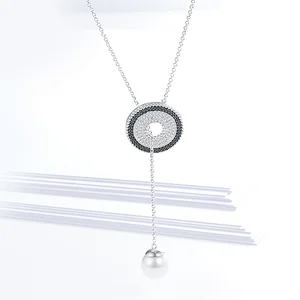 Personality fashion zircon 925 sterling silver pearl necklace