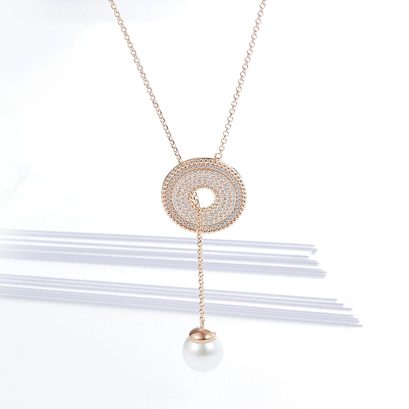Personality fashion zircon 925 sterling silver pearl necklace
