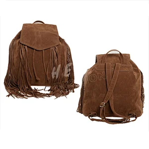 HEC Wenzhou Factory Wholesale Women Stylish Waterproof Brown Tassel Backpack For Colleague Girls