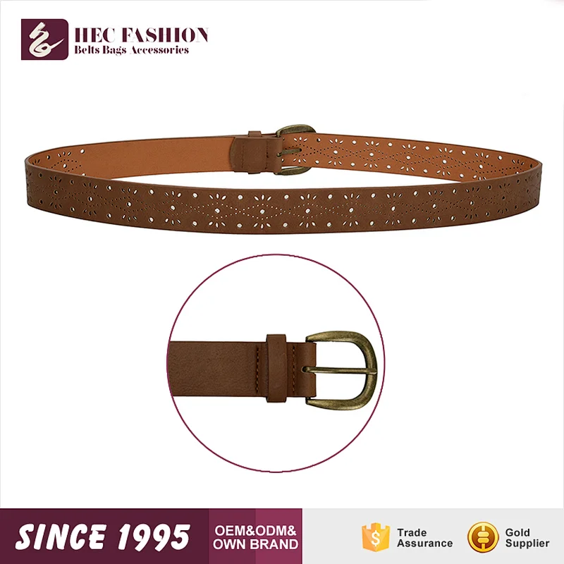 HEC 2020 Most Popular Custom Label Printed Hollow Designer Classic Leather Belt