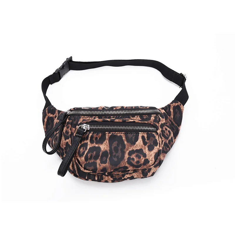 High quality soft PU leather adjustable size fashion women leopard waist bag
