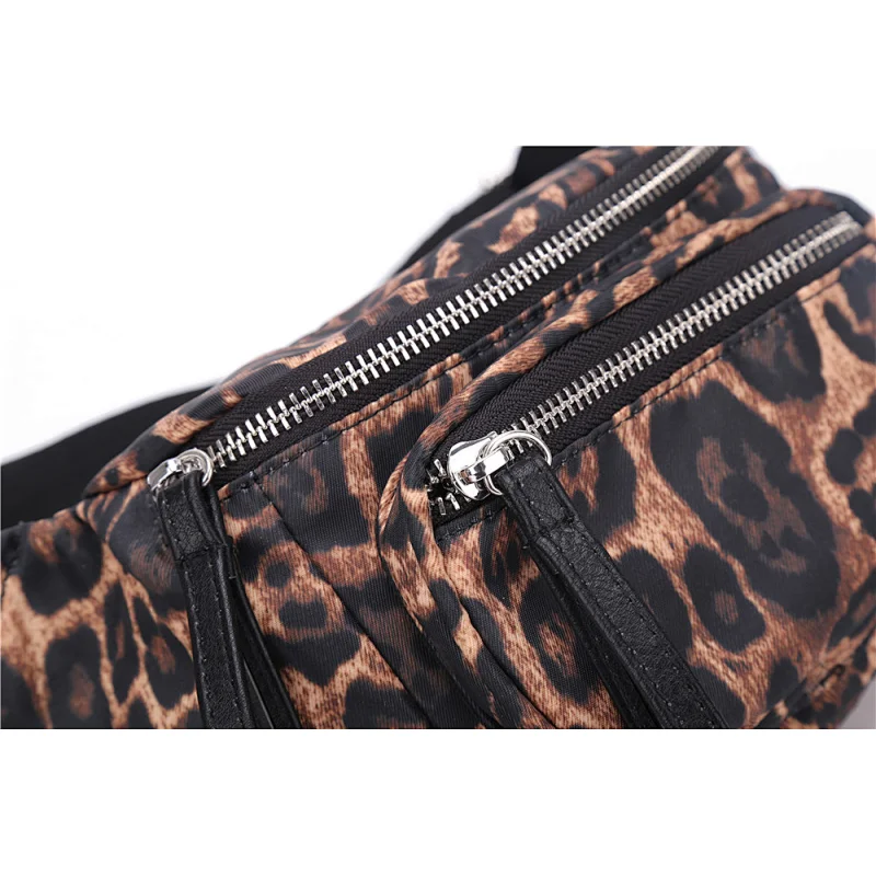 High quality soft PU leather adjustable size fashion women leopard waist bag