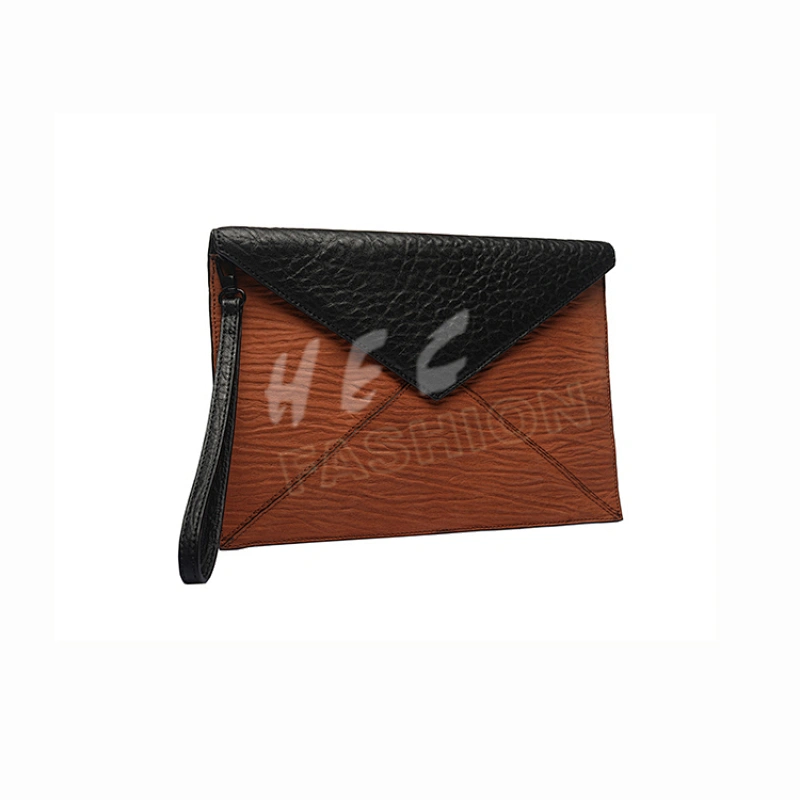 HEC Jute Color Custom Label Printed PU Evening Clutch Bag Women Patchwork Purse