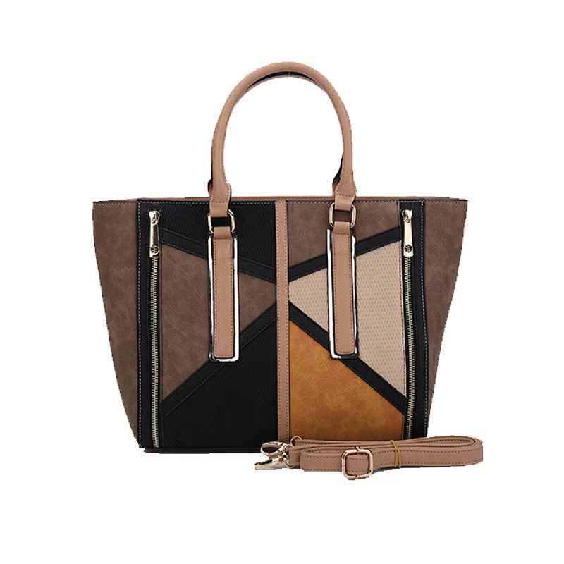 2020 New Multi-color Geometry Patchwork Design PVC Leather Fashion Women Handbag