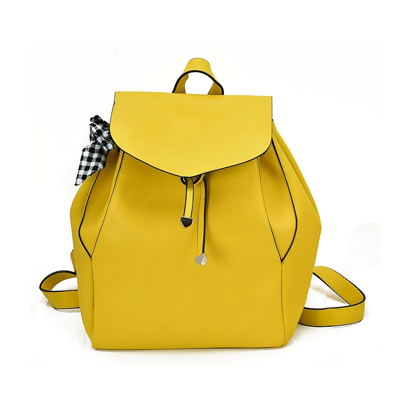 New arrival backpack bag school girl wholesale students fashion custom pure color yellow women PU PVC leather waterproof