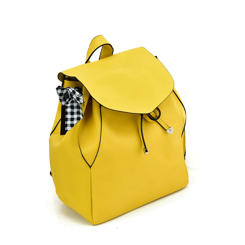 New arrival backpack bag school girl wholesale students fashion custom pure color yellow women PU PVC leather waterproof