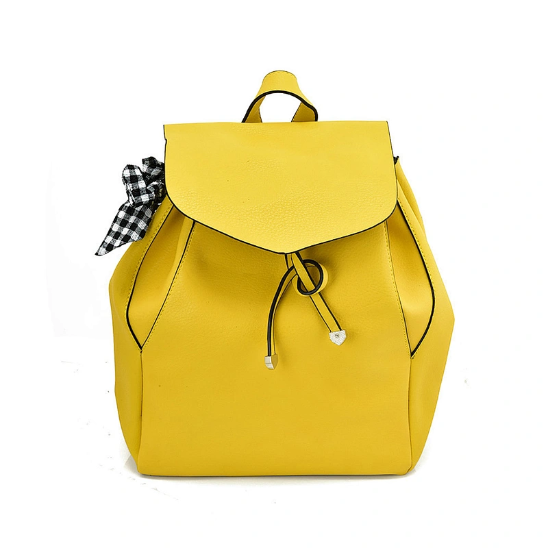New arrival backpack bag school girl wholesale students fashion custom pure color yellow women PU PVC leather waterproof