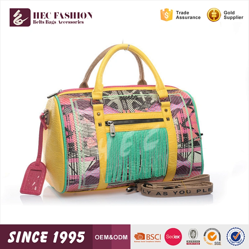 HEC ODM Designed Hot Sale 2020 Fancy Colorful Ladies PU Shoulder Bag Handbag