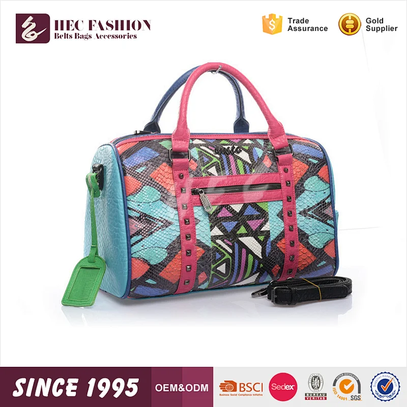 HEC ODM Designed Hot Sale 2020 Fancy Colorful Ladies PU Shoulder Bag Handbag
