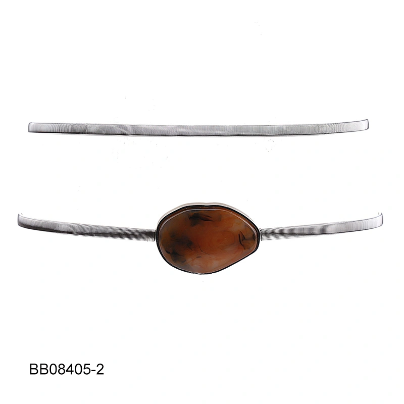 HEC New 2020 Products Metallic Elastic Belt With Tortoiseshell Stone