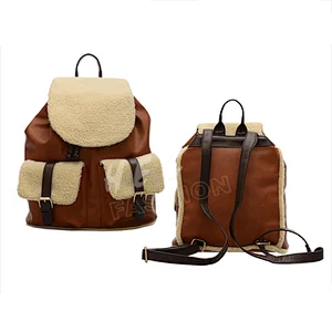 HEC Guangzhou Market Hot Sale Vintage Leather Canvas Backpack Wholesale Price