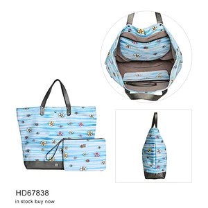 HEC 2 in 1 Blue Color Cute Type Formal Printed Girls Nylon Clutch Bag Handbag