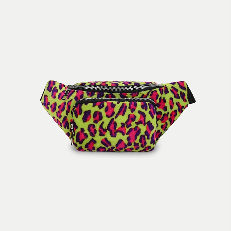 HEC China factory sale oem fashion outdoor sport durable velvet leopard women waist bag