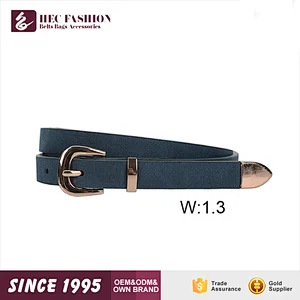 HEC Small Order Bulk Sale PU Leather Rose Gold Metal Buckle Slim Belt For Ladies