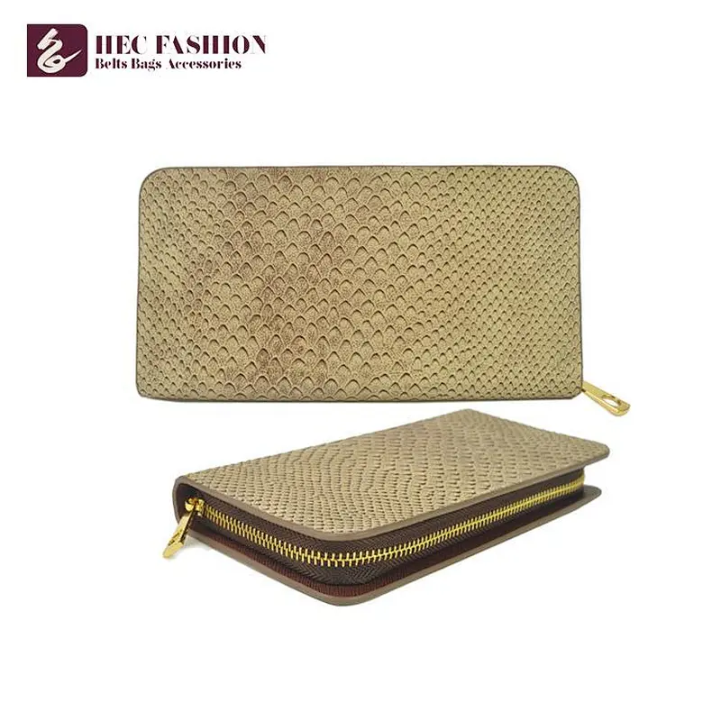 HEC Custom New Fashion Luxury Design Women Card Holder PU Purses Large Capacity Ladies Clutch Wallet With Metal Zipper