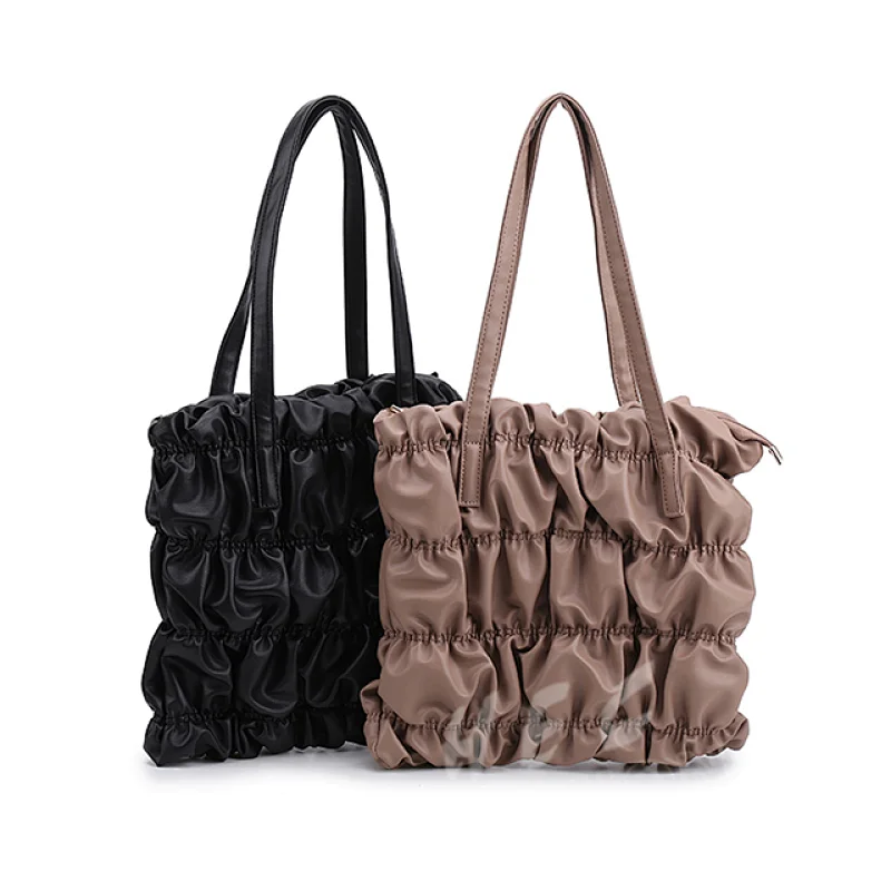 Latest new design PU leather pure color wrinkle handbag crossbody shoulder bag