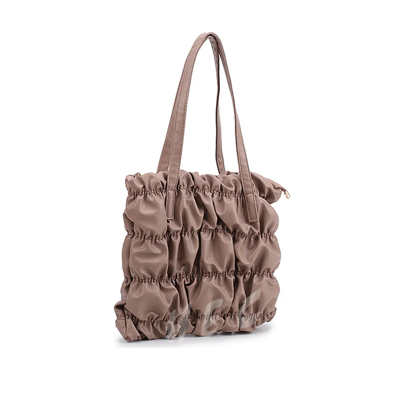 Latest new design  PU leather pure color wrinkle handbag crossbody shoulder bag