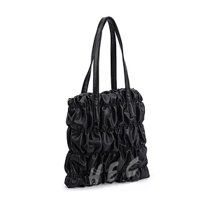 Latest new design  PU leather pure color wrinkle handbag crossbody shoulder bag