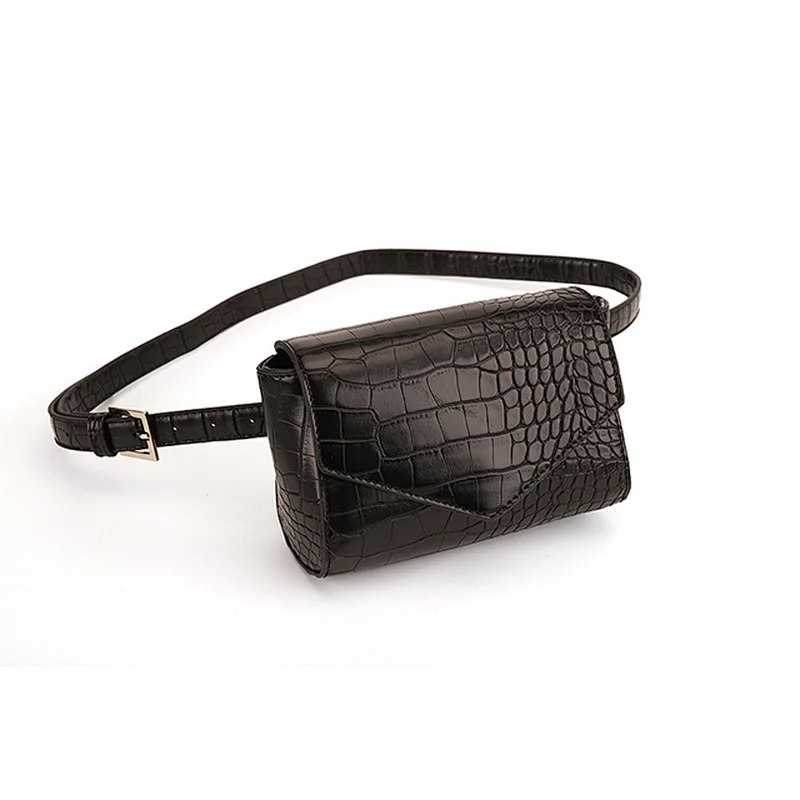 HEC 2020 Popular Ladies Black Vintage Leather Waist Bag Fanny Pack