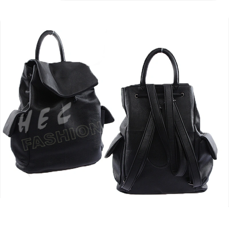 HEC Wenzhou Hot Sale Quality PU Leather Classical Foldable Backpack Black