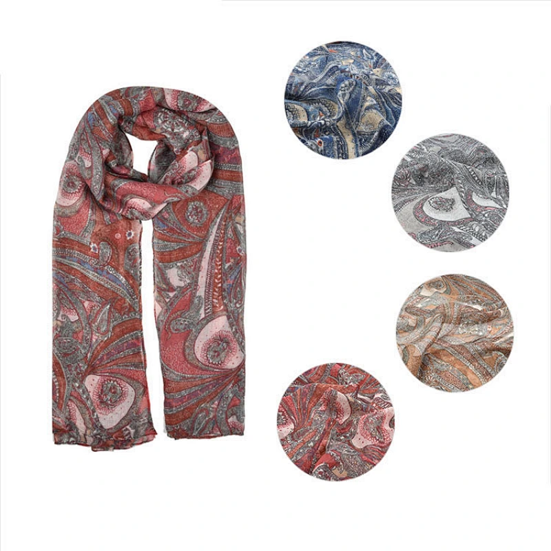 HEC 2020 Fancy Trend Spring Autumn Season Weared Brand Name Knitted Scarf