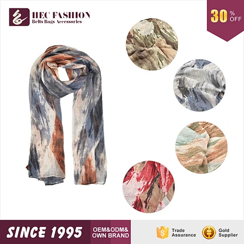 HEC Free Sample Available Spring Weared Fashion Plain Dyed Voile Scarf