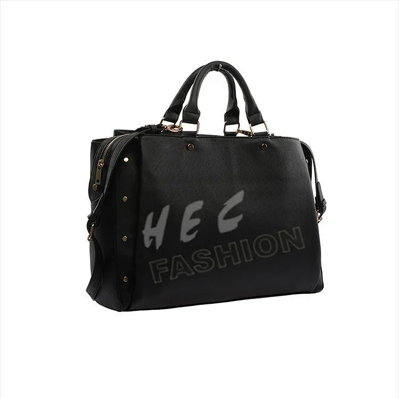 HEC China High Quality Custom Made Black Color Life Ladys Rivet Designer Bowling Tote Bags