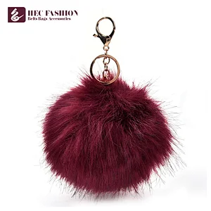 HEC India Popular Wholesale Items Multicolor Fashion Fur Keychain Pompom For Women Bag