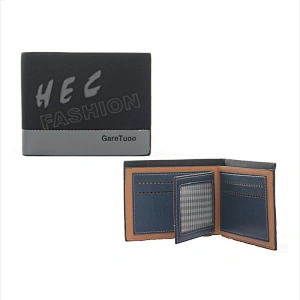 HEC Best Sale Good Quality Blue Color Basics Foldable Men Basics Leather Wallet