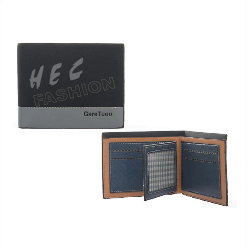 HEC Best Sale Good Quality Blue Color Basics Foldable Men Basics Leather Wallet