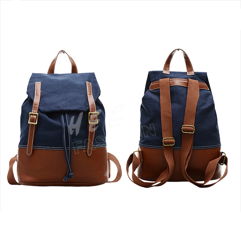 HEC China Supplier Wholesale Canvas Leather Material Sport Backpack