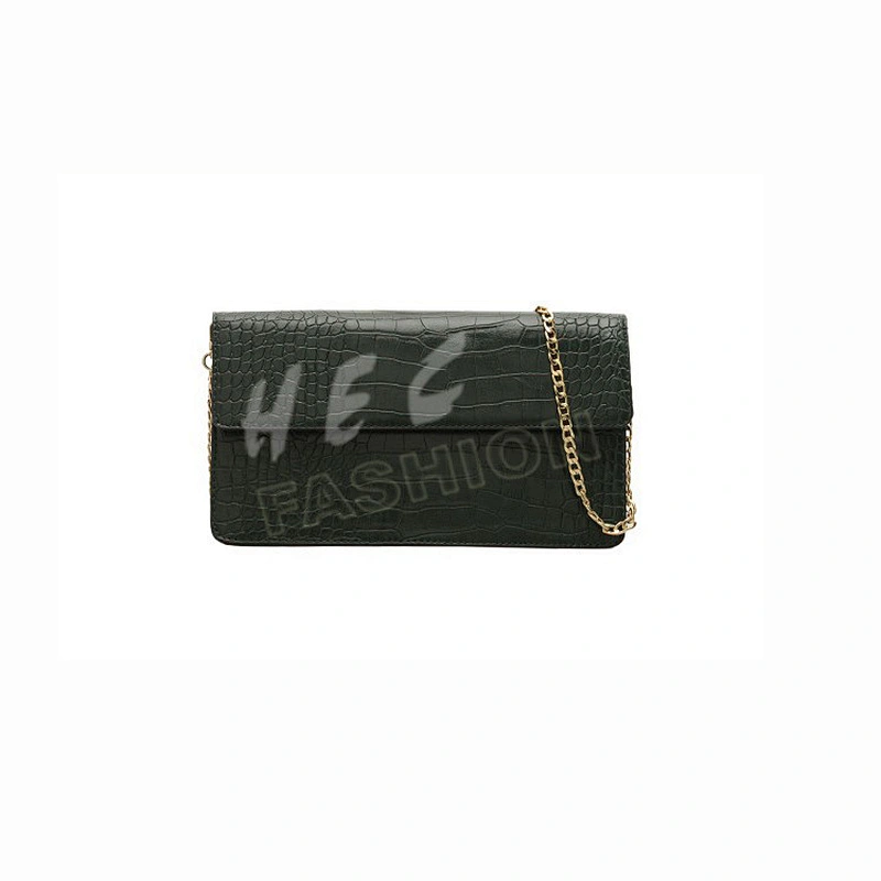 HEC Leather Materia Metal Chian Designed Grace Lady Clutch Bag Women Purse