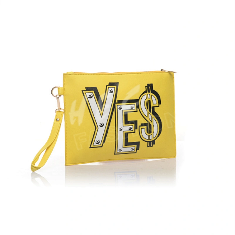 HEC High Quality 2020 Yellow Color PU Leather Young Girls Cute Pattern Evening Clutch Bag