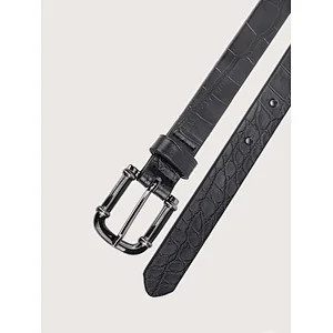 New Fashion Skinny Crocdile PU Belt for Ladies With Gunmetal Plating Buckle
