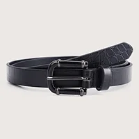 New Fashion Skinny Crocdile PU Belt for Ladies With Gunmetal Plating Buckle