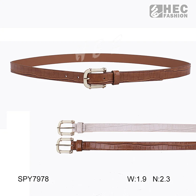 New Fashion Skinny Crocdile PU Belt for Ladies With Gunmetal Plating Buckle