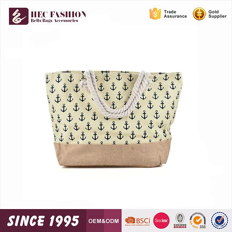 HEC Wenzhou Factory Direct Sale Canvas Beach Bag  Tote Bag Casual Design Women Handbag