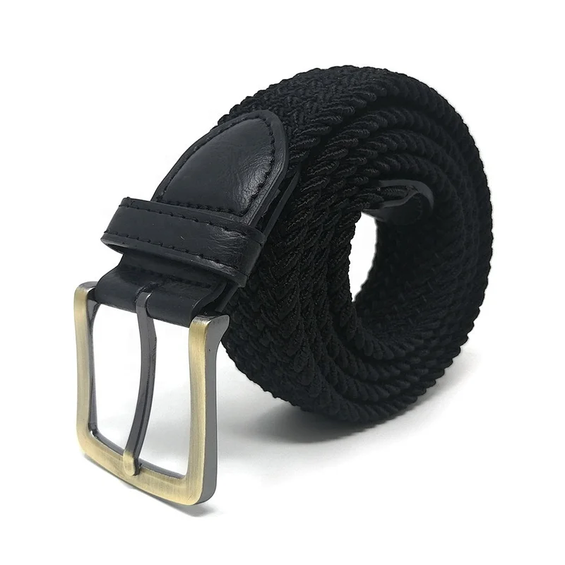 lady belt China supplier wholesale custom fashion army black 3.5cm wide woven belt for women